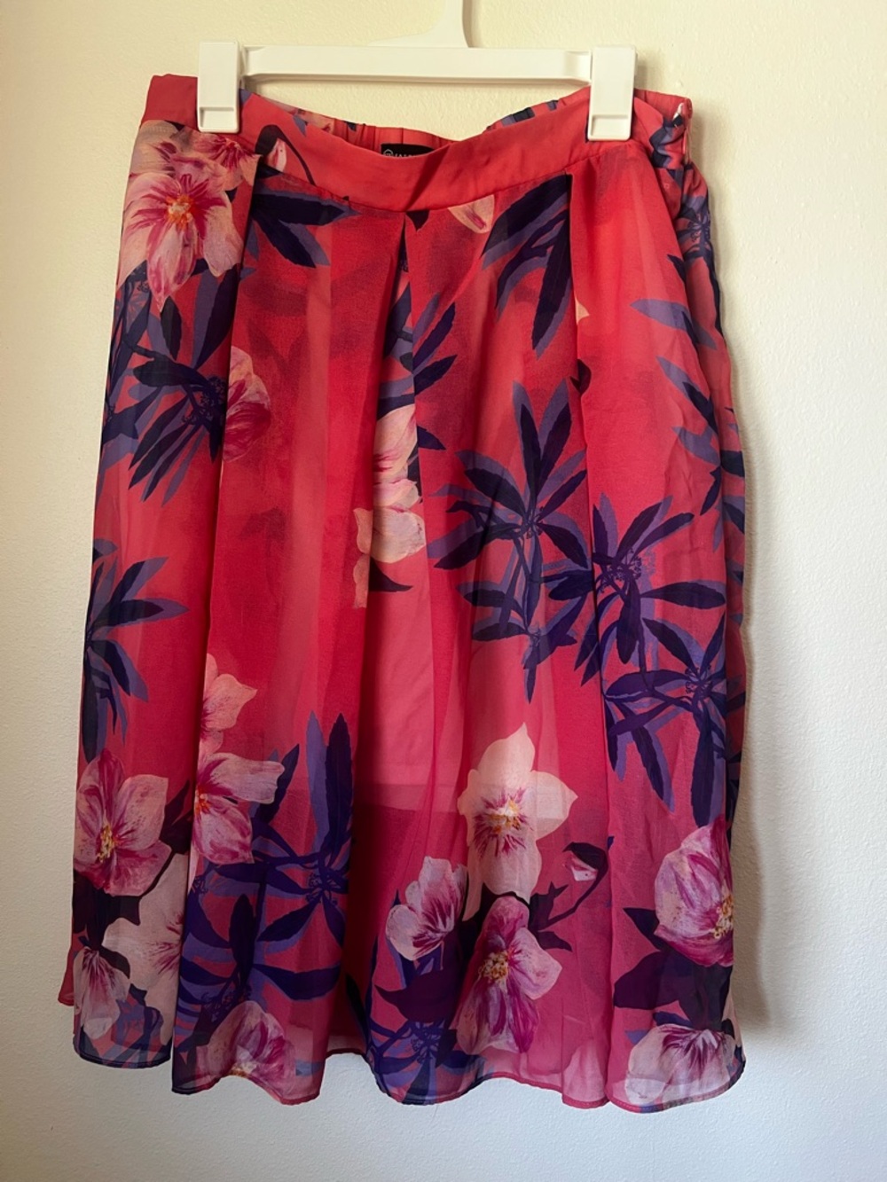 Fashion to Figure Floral Skirt 1X Pink Sheer Overlay Lined Midi Skirt